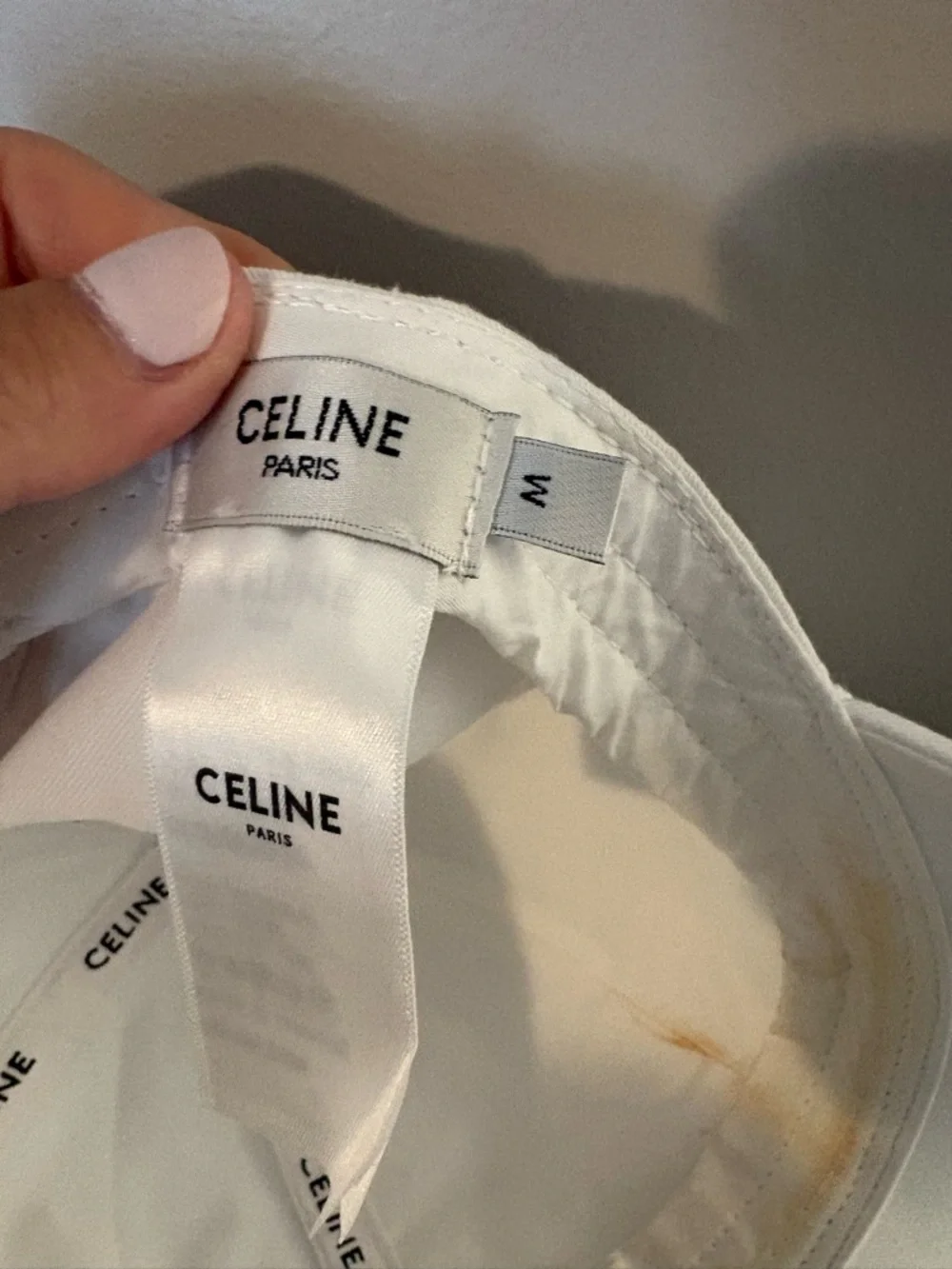 Celine White Embroidered Triomphe Baseball Cap size M- worn once- authentic